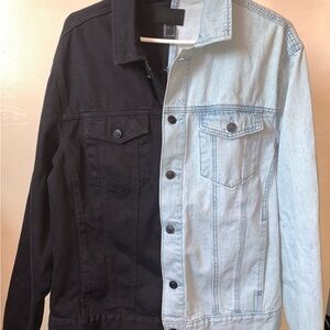 Forever 21 Two-Tone Black and Light Blue Denim Jacket